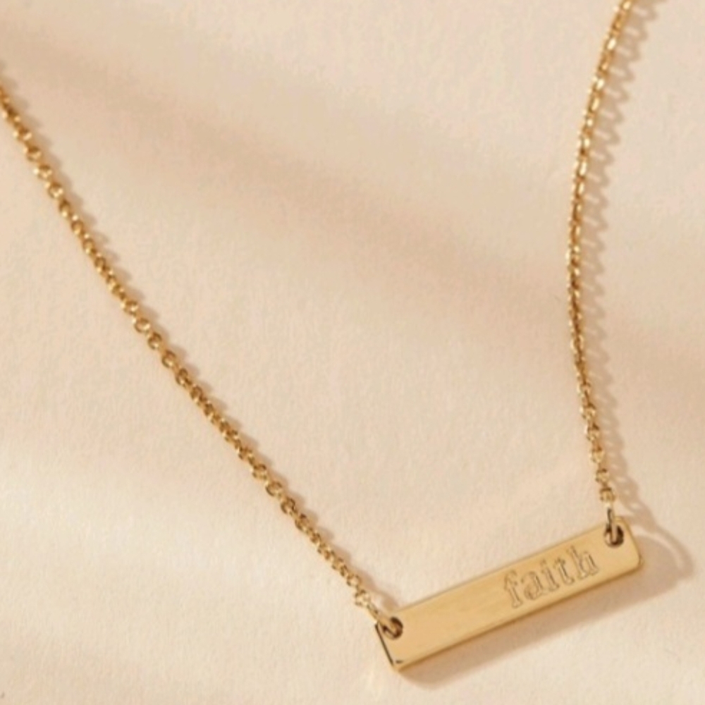 NWT TINY TAGS, FAITH 14KT GOLD PLATED NECKLACE 🙏 - Picture 2 of 3